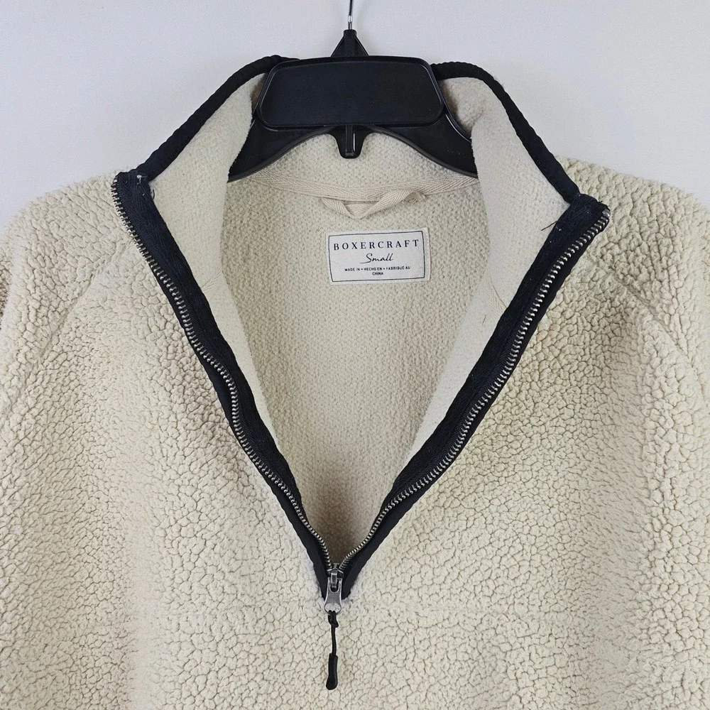 Boxercraft Womens S Sherpa Fleece‎ 1/2 Zip Sweater Cream Cozy Cottage Neutral - Picture 4 of 10